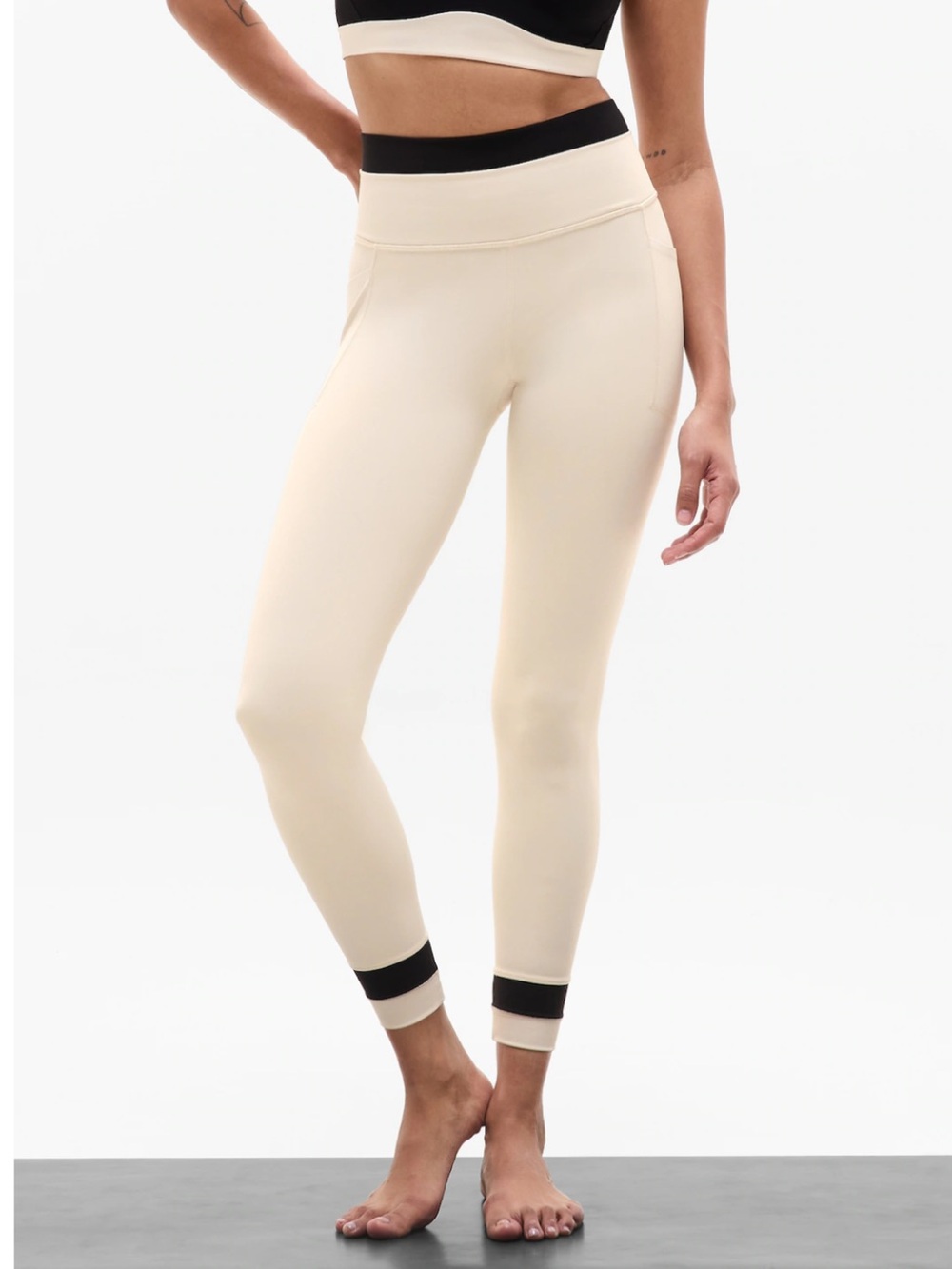 Athleta Salutation Stash High Rise Double Up Legging Medium Bone Black